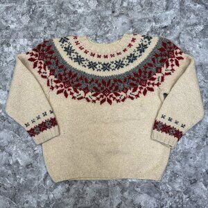 Vintage Eddie Bauer Womens Small Wool Blend Sweater Snowflake Holiday